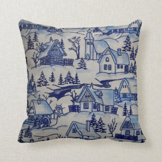 Coussin Bleu vintage/blanc de village