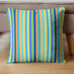 Coussin Bleu vintage classique et rayures arc-en-ciel oran