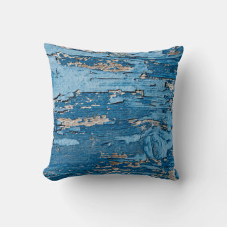 Coussin Bleu vintage : Vieille texture en bois