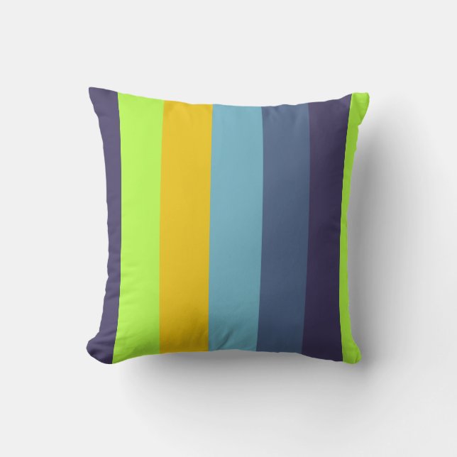 Coussin Bleu violet jaune vert enfants adolescent rayure u (Recto)
