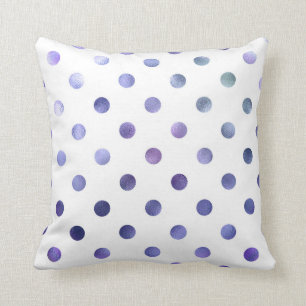 Coussin Bleu Violet Métallurique Faux Foil Polka Point
