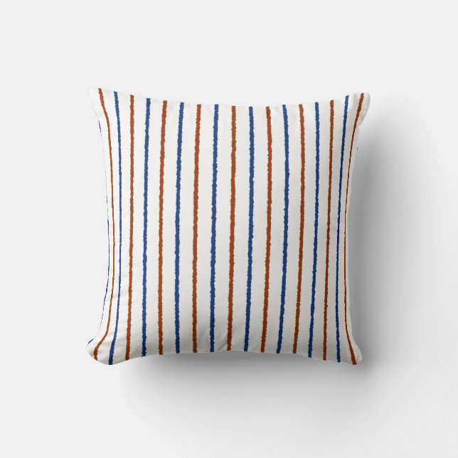 Coussin Bleus Brown et marine avec lignes inégales (Recto)