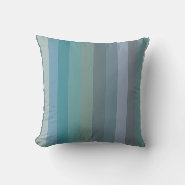 Coussin Bleus côtiers atténués et neutres sauge (Recto)