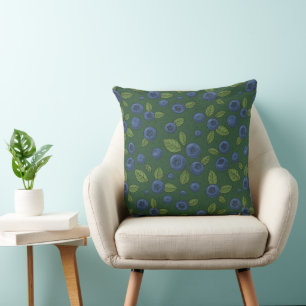 Coussin Bleus sur vert foncé