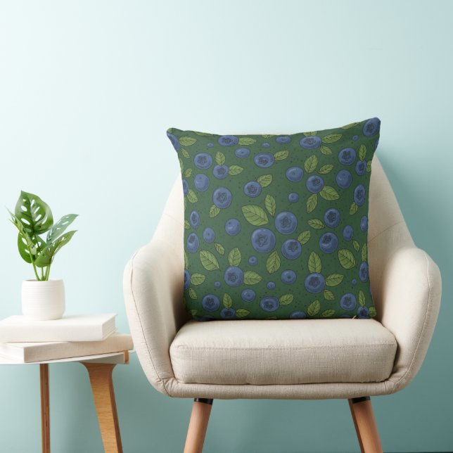 Coussin Bleus sur vert foncé (Chaise)