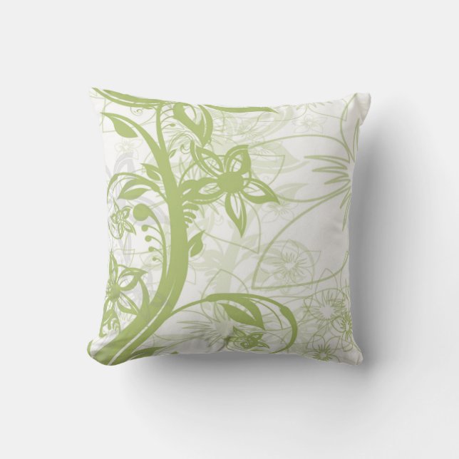 Coussin Bliss Botanique Vert Flora Coton Décoratif (Recto)