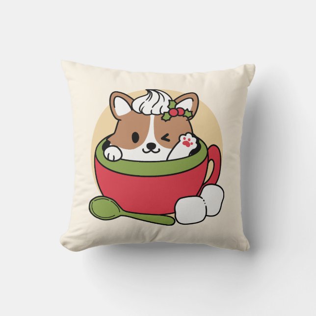 Coussin Bliss de cacao d'hiver - Chien mignon en mode Mug (Recto)