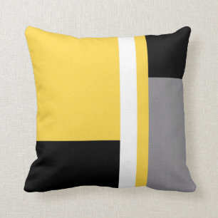 Coussin Bloc blanc noir gris jaune