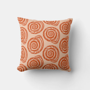 Coussin Bloc de coquillages spiraux Impression, orange cor