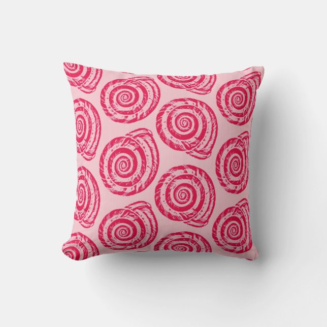 Coussin Bloc de coquillages spiraux Imprimer, rose de cora (Recto)