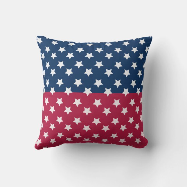 Coussin Bloc de couleur bleu et rouge avec des étoiles bla (Verso)