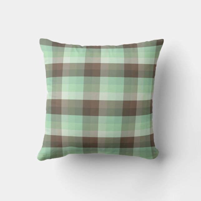 Coussin Bloc de couleur menthe chocolat plaid rayures  (Verso)