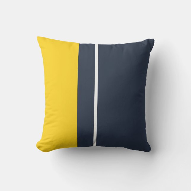 Coussin Bloc de couleur moderne jaune et marine  (Recto)