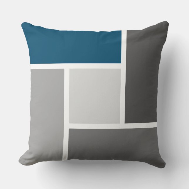 Coussin Bloc de couleur moderne Mosaïque Bleu gris blanc o (Recto)