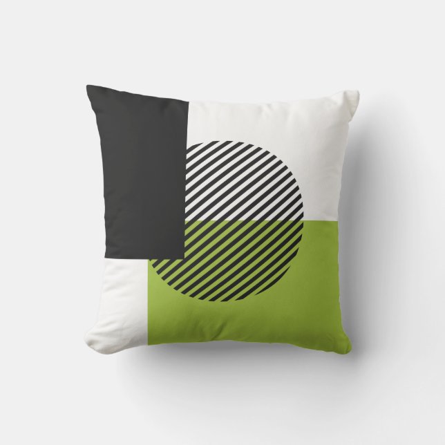 Coussin Bloc de couleur moderne rayé cercle vert citron no (Recto)