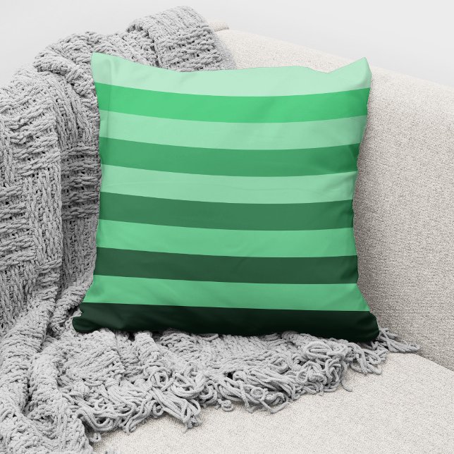 Coussin Bloc de couleur monochrome vert moderne rayé (Créateur téléchargé)