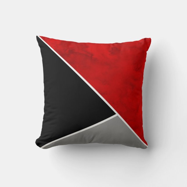 Coussin Bloc de couleur noir gris rouge (Recto)