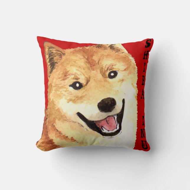 Coussin Bloc de couleur Shiba Inu (Recto)