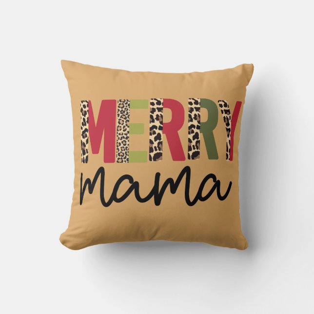 Coussin Bloc de couleurs de Noël tendance Leopard Joyeux M (Recto)