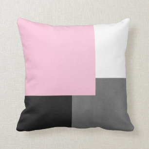Coussin Bloc de Pink Gray Black and White Geometric