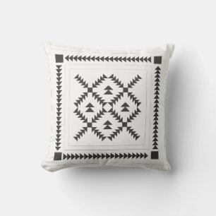 Coussin Bloc de surface géométrique noir et blanc classiqu