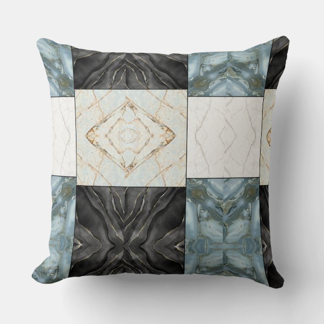 Coussin Bloc géométrique abstrait moderne en marbre d'agat (Recto)