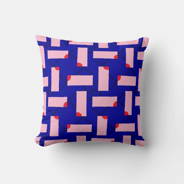 Coussin Block Theory Rose Gras et Bleu de Cobalt (Recto)