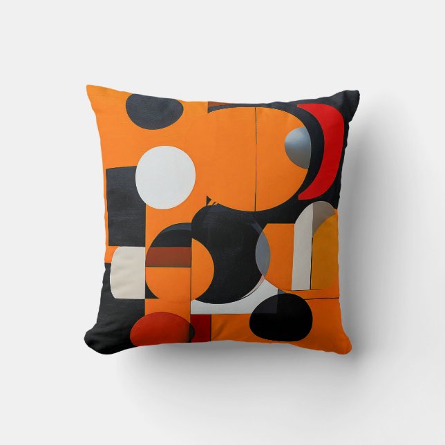 Coussin Blocs Abstraits Orange pour la Décoration d'un Esp (Recto)