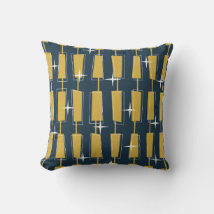 Coussin Blocs Atomiques Mid Century Modern Navy, Moutarde