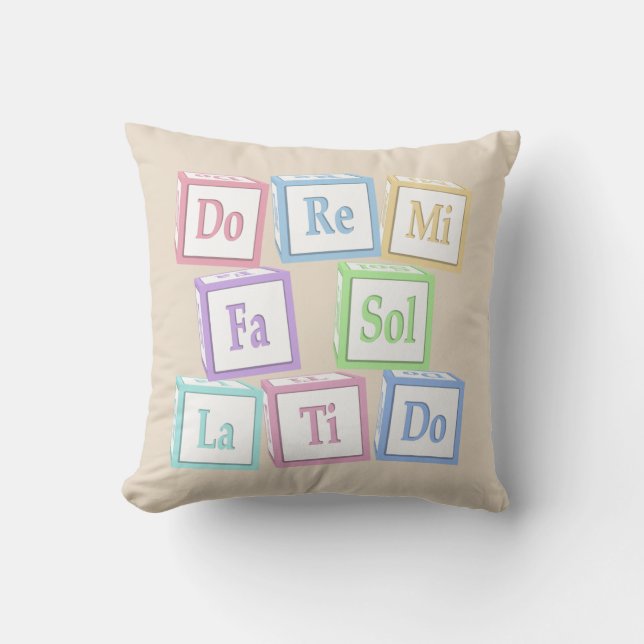 Coussin Blocs Bébé Musicaux "Do Ré Mi" Octave Solfège (Recto)