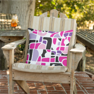 Coussin Blocs de couleur doux rose violet noir