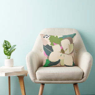 Coussin Blocs de couleur du Magnolia printemps fleuriste