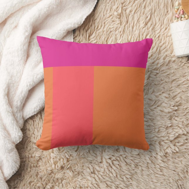 Coussin Blocs De Couleur Rose Et Orange Chaud (Couverture)