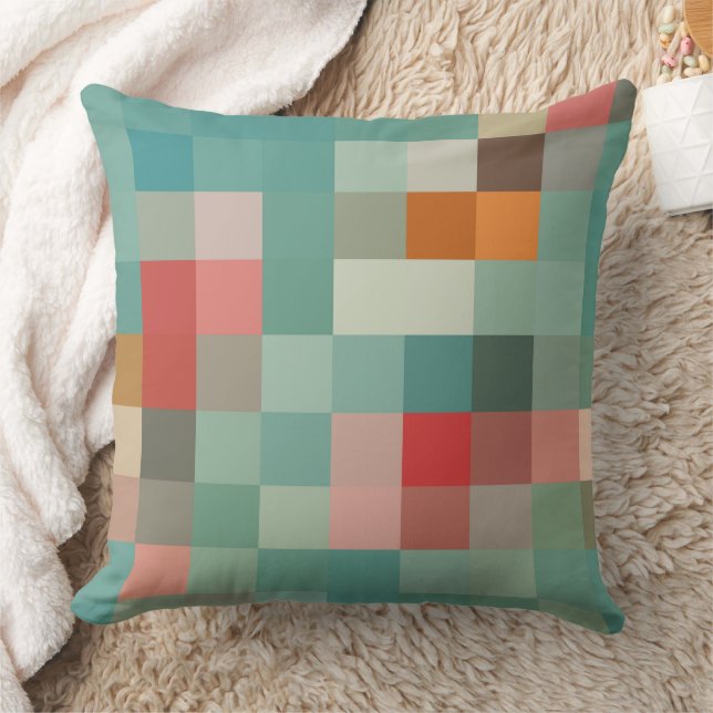 Coussin Blocs de pixels en motif de compliments bleu (Couverture)