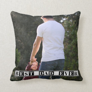 Coussin Blocs noirs et blancs Meilleur papa Jamais photo