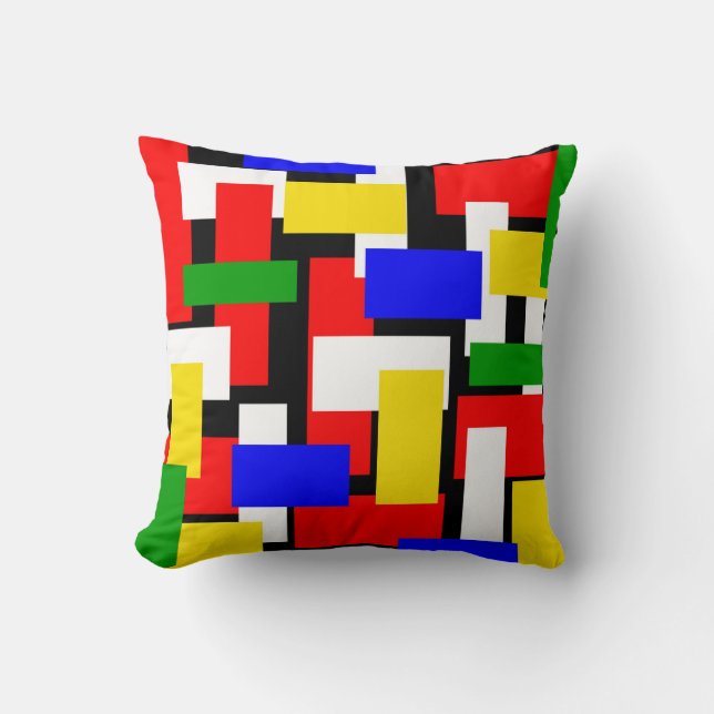 Coussin Blocs rouge, jaune, noir, bleu et vert (Recto)