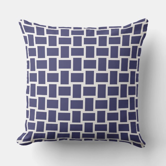 Coussin Blocs tissés géométriques Blocs bleu marine (Recto)