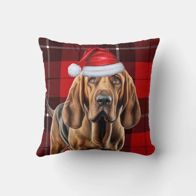 Coussin Bloodhin Chien Rouge Fête Jardin Noël (Verso)