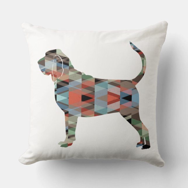 Coussin Bloodhound Coloré Geo Motif Silhouette Plaid (Recto)
