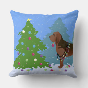 Coussin Bloodhound Dog décorant l'arbre de Noël