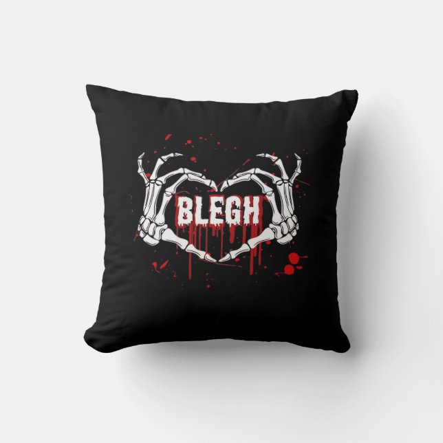 Coussin Bloody Breakdown, Skeleton Heart Hands Emo, Metalc (Recto)
