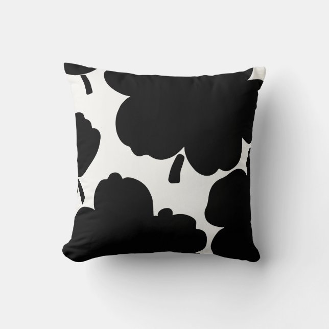 Coussin Bloom monochrome noir et blanc (Recto)