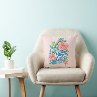 Coussin 🌸✨ “Bloom with Grace” Floral Pillow 🛋️💖