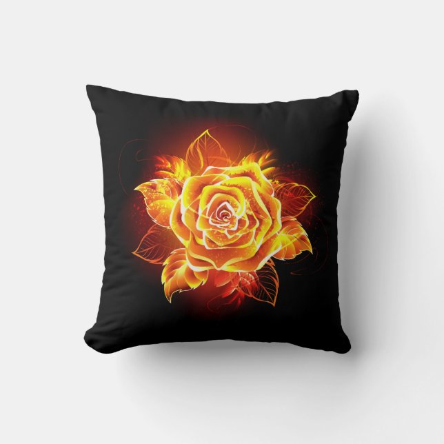 Coussin Blooming Fire Rose (Recto)