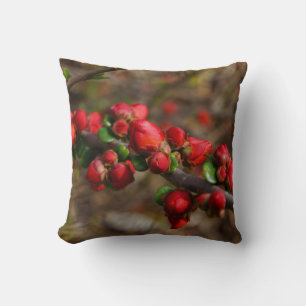 Coussin Blooms rouges en bois