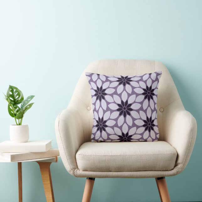 Coussin Bloquer l'impression Fleurs carrelées violet (Chaise)