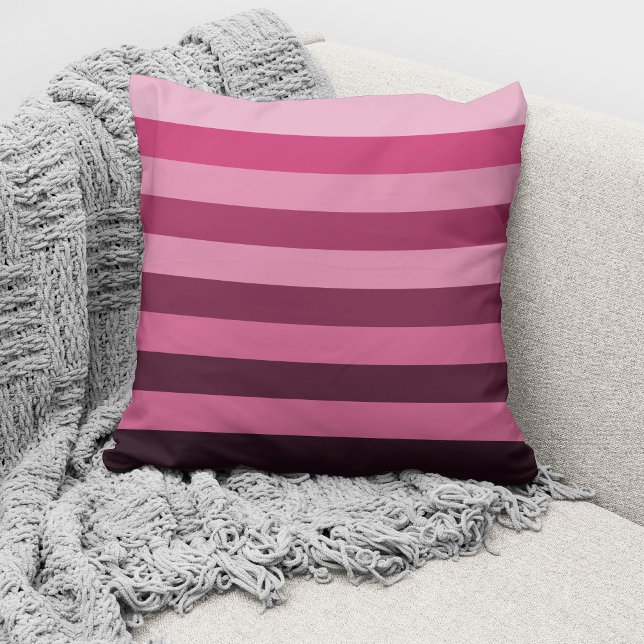 Coussin Bloques de couleur monochrome rose moderne et rayu (Créateur téléchargé)