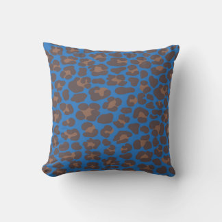 Coussin Blue and Brown Leopard Print Outdoor Pillow | Mode