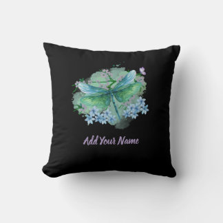 Coussin Blue and Green Dragonfly Throw Pillow