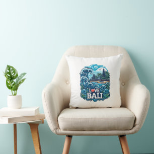 Coussin Blue and Green Love Bali Jeu d'oreiller